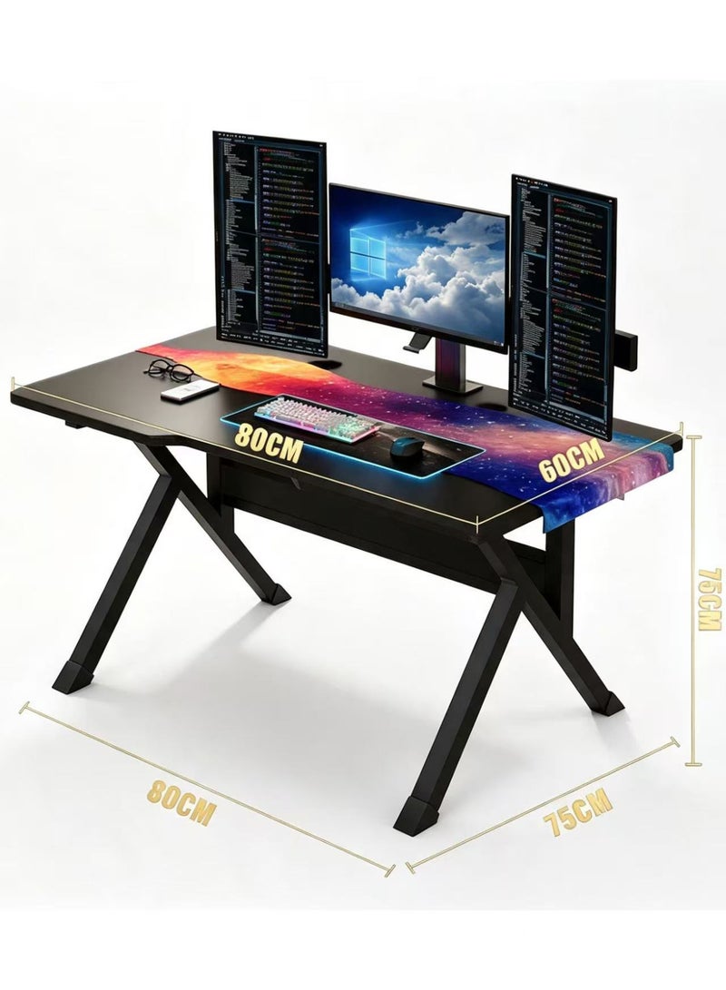TNGames Black 80x60cm Gaming Desk | Extra-Thick 15mm Desktop | Compact Modern Computer Desk for Home Office, Bedroom & Study | Student Writing Gaming Table - Image 1