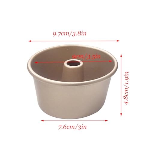 MGGi 4 Inch Nonstick Fluted Tube Cake Pan, 4 Pcs Mini Buntz Cake Cup Set, Carbon Steel Reusable Small Baking Mould Cup Mold Bakeware for Kugelhopf, Cake, Brownie, Jello, Bavarois - Gold - Image 3