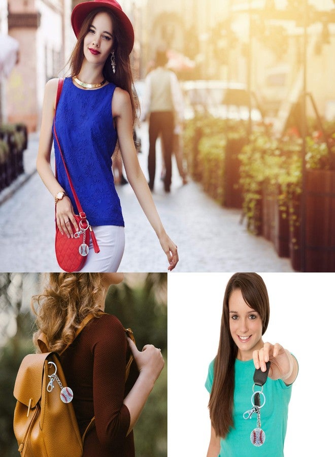 بازلد سلسلة مفاتيح عملية مزينة بكريستالات ومشابك على شكل كرة بيسبول متلألئة - تصميم رياضي - هدية رائعة لإطلالة أنيقة ومتألقة - رقم المنتج 6656 - Image 5