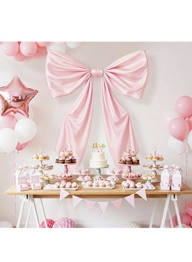 كيلا زينة على شكل فيونكة كبيرة للغرفة، تعليقة باب فيونكة عملاقة من Coquette لتزيين خلفية حفلة عيد الميلاد (وردي، 24 × 36 بوصة) - Image 2