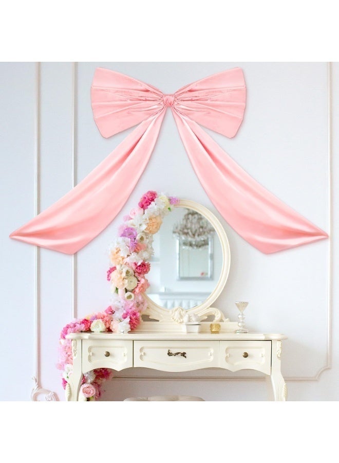 كيلا زينة على شكل فيونكة كبيرة للغرفة، تعليقة باب فيونكة عملاقة من Coquette لتزيين خلفية حفلة عيد الميلاد (وردي، 24 × 36 بوصة) - Image 4