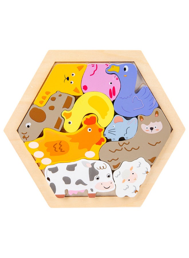 Large Stereo Cartoon Puzzle For Kidsren 3-6 Years Old Enlightenment Assembled Large Particle Building Blocks Board Game Wooden Toys - Image 1