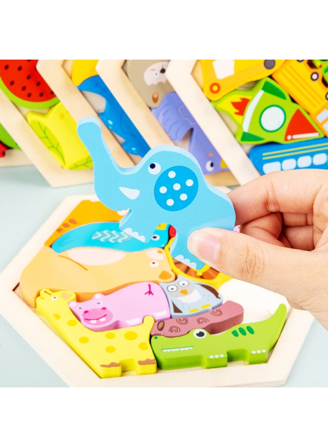 Large Stereo Cartoon Puzzle For Kidsren 3-6 Years Old Enlightenment Assembled Large Particle Building Blocks Board Game Wooden Toys - Image 4