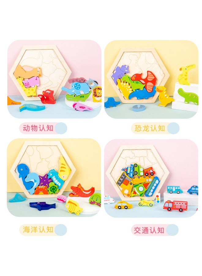 Large Stereo Cartoon Puzzle For Kidsren 3-6 Years Old Enlightenment Assembled Large Particle Building Blocks Board Game Wooden Toys - Image 3
