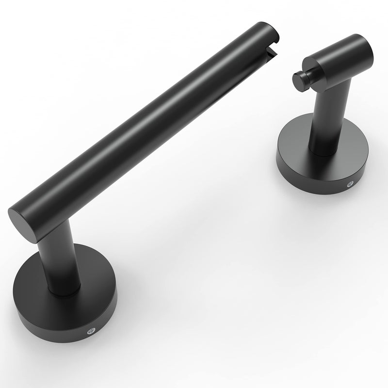 Ruacq Toilet Paper Holder Matte Black Double Post Pivoting Round Tissue Holders Roll Holder Hangers Toilet Paper Holders SUS 304 Stainless Steel Modern Wall Mounted