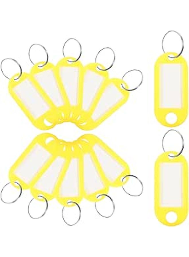 Yellow Plastic Key Tags 60 Pcs with Writable Window for Home Hotel Office Use - Image 1