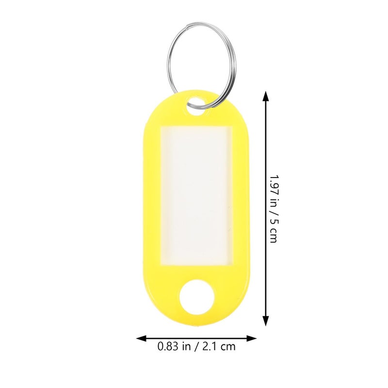 Yellow Plastic Key Tags 60 Pcs with Writable Window for Home Hotel Office Use - Image 3