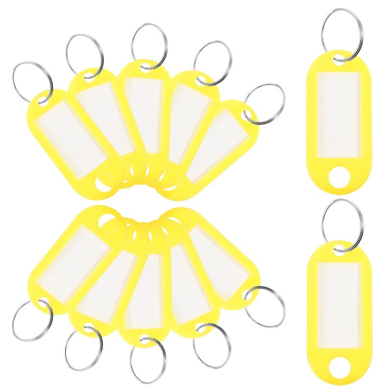 Yellow Plastic Key Tags 60 Pcs with Writable Window for Home Hotel Office Use - Image 2