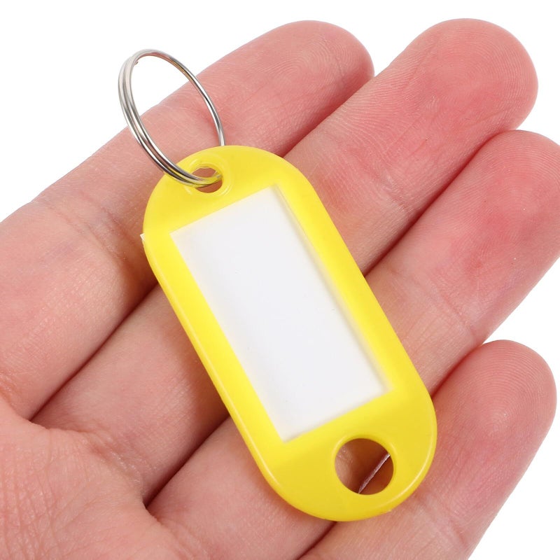 Yellow Plastic Key Tags 60 Pcs with Writable Window for Home Hotel Office Use - Image 5