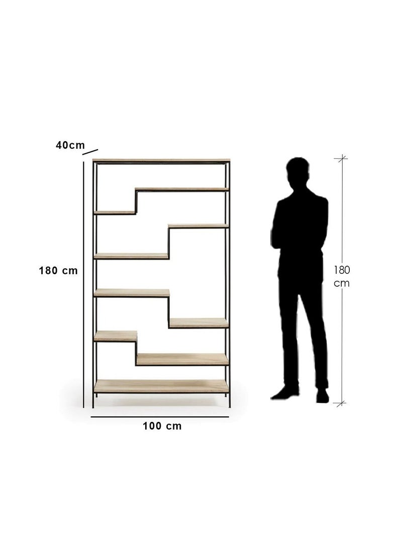 Masa Furniture Black and brown steel and MDF display unit - 180x40x100 cm from Masa Furniture  - Image 2