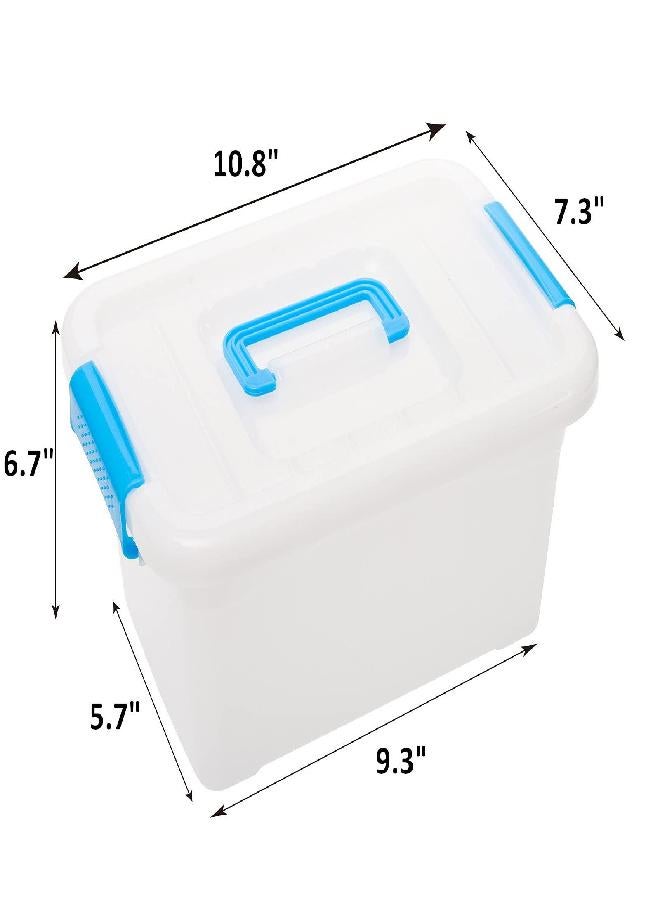 ZOOFOX ZOOFOX 6 Pack Plastic Lidded Storage Bins, 6 Quart Clear Latch Container Box with Blue Handle and Lid, Stackable Latching Boxes for Organizing  - Image 4