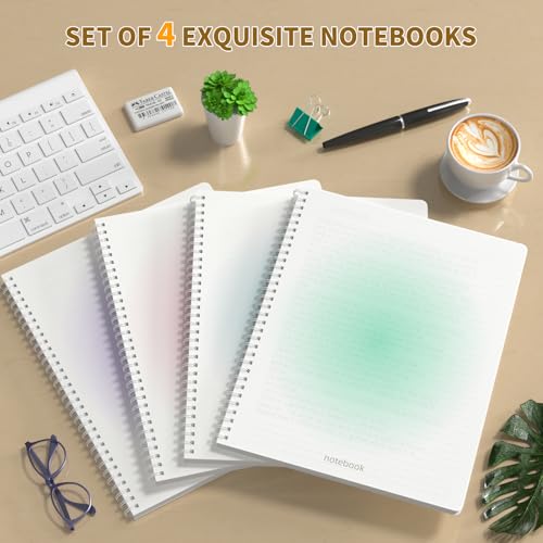 Oucaru Spiral Notebook A4 College Wide Ruled Notebooks 4 Pack 8.5" x 11" Journaling Notebooks 140 Pages 100GSM Gradient Small Lined Notebooks Waterproof PP Cover for Note Taking for Work School Business Travel - Image 2