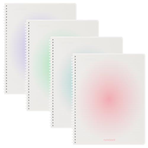 Oucaru Spiral Notebook A4 College Wide Ruled Notebooks 4 Pack 8.5" x 11" Journaling Notebooks 140 Pages 100GSM Gradient Small Lined Notebooks Waterproof PP Cover for Note Taking for Work School Business Travel - Image 1