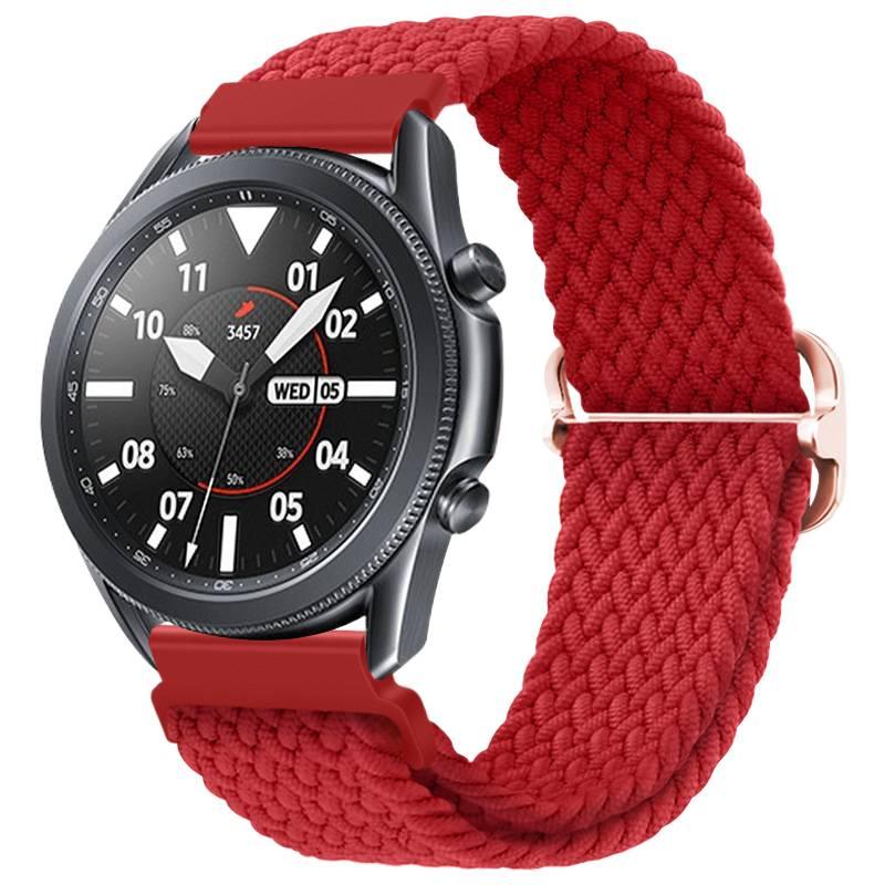 Adjustable Red Nylon Loop Strap Smartwatch Band Compatible with Samsung Galaxy Watch 7 with Fit Replacement Strap for Daily Wear - Image 1