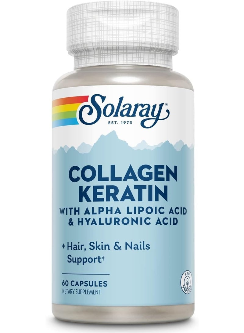 SOLARAY Collagen Keratin Capsules With Alpha Lipoic Acid & Hyaluronic Acid For Hair, Skin, & Nails, Pack of 60 - Image 1