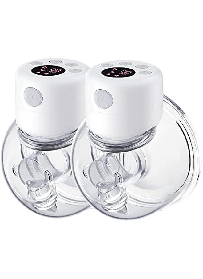 جونيس Wearable Breast Pump Hands Free, Electric Portable Wireless Milk Pump with LCD Display, with 2 Modes & 9 Levels Low Noise Wireless Rechargeable Electric Breast Pump, 24mm Flange, Double Side, 2 PCS  - Image 1