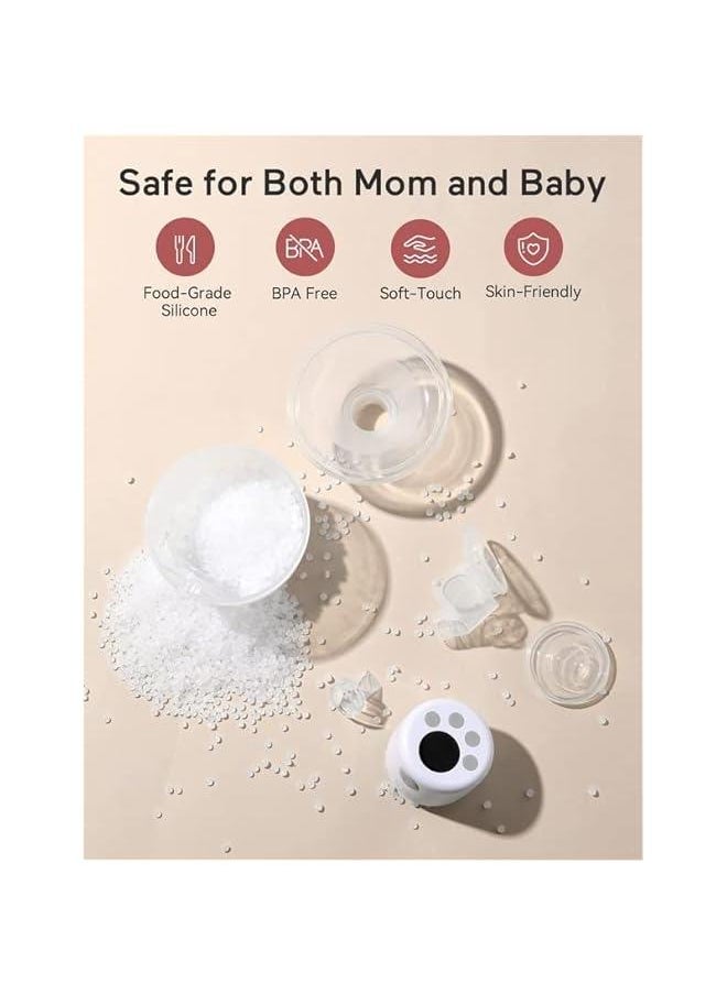 جونيس Wearable Breast Pump Hands Free, Electric Portable Wireless Milk Pump with LCD Display, with 2 Modes & 9 Levels Low Noise Wireless Rechargeable Electric Breast Pump, 24mm Flange, Double Side, 2 PCS  - Image 4