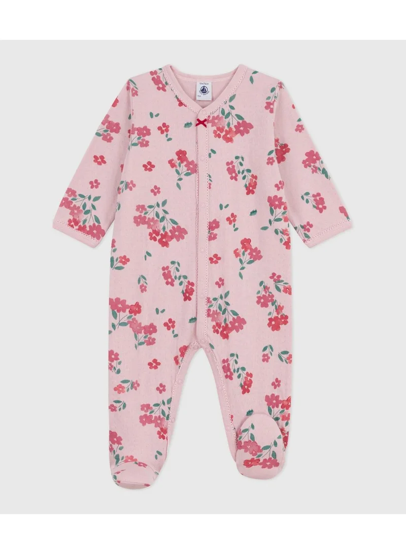 Petit Bateau Babies' floral-print tube knit pyjama suit