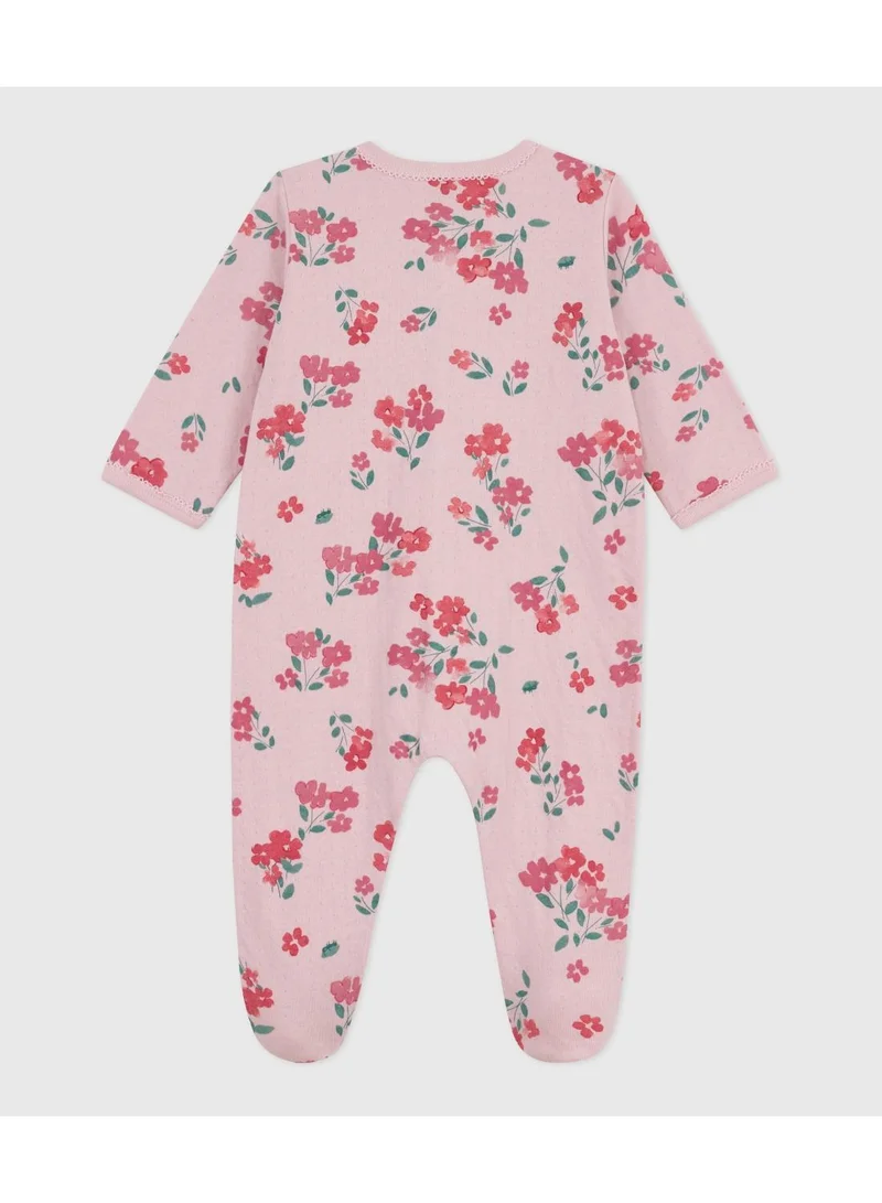 Petit Bateau Babies' floral-print tube knit pyjama suit