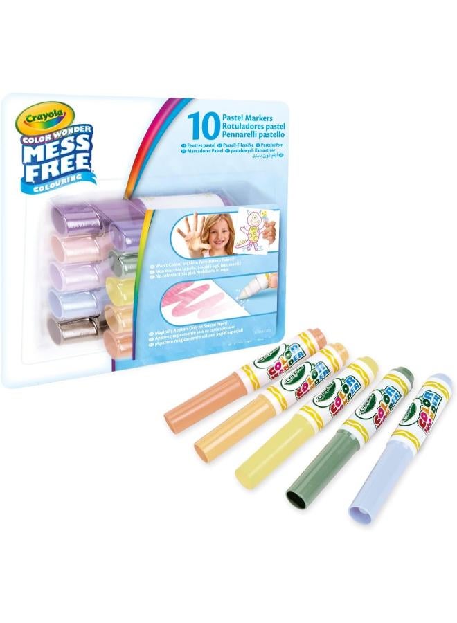 CRAYOLA - Color Wonder, Set of 10 Smudgeless Markers with Transparent Inks, Pastel Colors, Maxi Tip, Age 3+, 75-7019 - Image 2