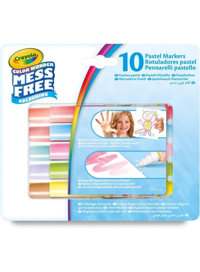 CRAYOLA - Color Wonder, Set of 10 Smudgeless Markers with Transparent Inks, Pastel Colors, Maxi Tip, Age 3+, 75-7019 - Image 4