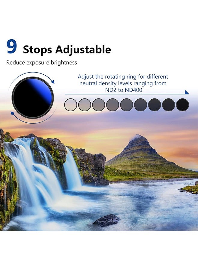 Neewer NEEWER Variable ND Filter 77 mm ND2-ND400 (1-9 Stops), Neutral Density Filter, Multi-Layer Coating, Water and Scratch Resistant  - Image 2