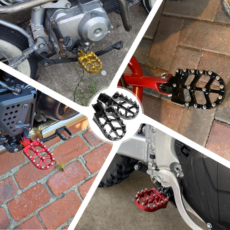 JXPANG Dirt Bike Foot Pegs, CNC Anti-Slip Foot Pedals For 50cc 70cc 80cc 90cc-125cc XR50 XR70 XR110 CRF50 CRF70 CRF110 SSR CT200U KAYO SDG Apollo RFZ Pit Bike Mini Bike Foot Pegs Footrest (Black) - Image 5