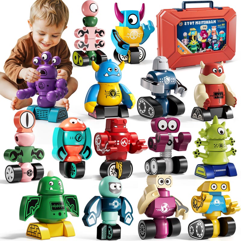 KIZONLY Magnets Robot Building Toys for Kids Ages 35 48 106 PCS Monsters Toys Robot Stacking Building Blocks Set with Storage Box Creative Learning Christmas and Birthday Gifts for Boys Girls 24 - Image 3