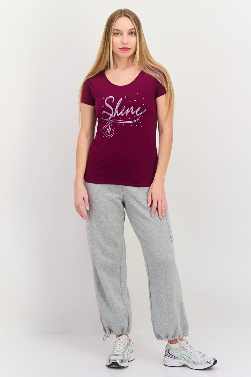 SKECHERS Women Sportswear Fit Short Sleeve Training T-Shirts, Dark Purple Combo  - Image 4