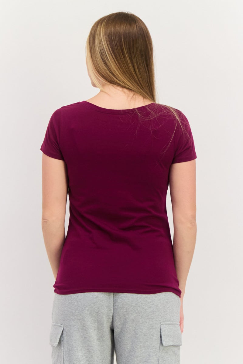 SKECHERS Women Sportswear Fit Short Sleeve Training T-Shirts, Dark Purple Combo  - Image 3