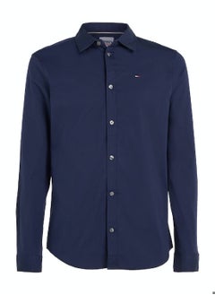 TOMMY JEANS Men's Stretch Slim Fit Casual Shirt, Black  - Image 2
