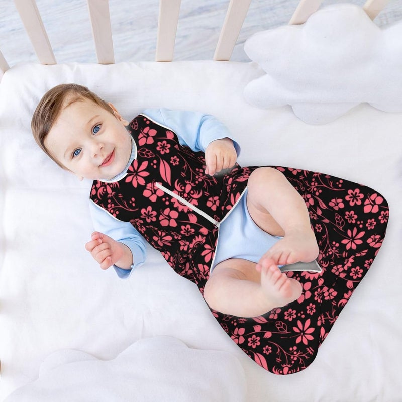 Blush Pink Tropical Bohemian Flowers Baby Wearable Blanket Infant Boys Girls Sleeping Bags for Newborn Medium - Image 3