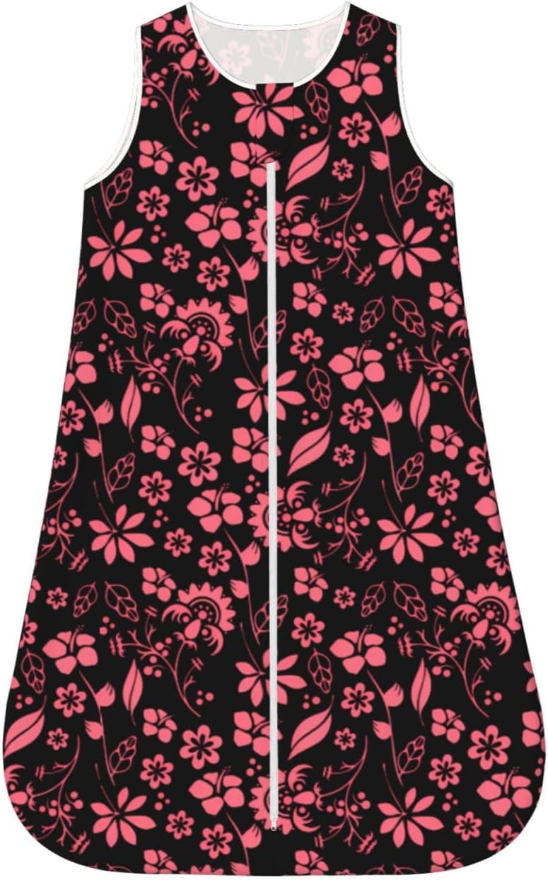 Blush Pink Tropical Bohemian Flowers Baby Wearable Blanket Infant Boys Girls Sleeping Bags for Newborn Medium - Image 1