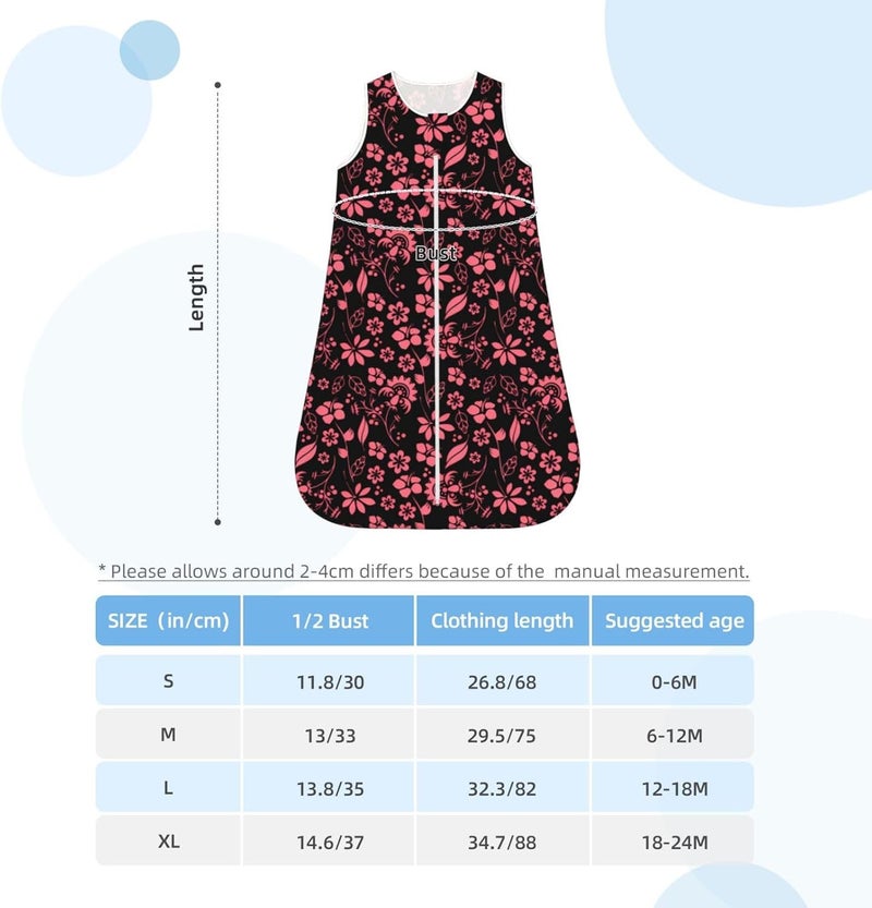Blush Pink Tropical Bohemian Flowers Baby Wearable Blanket Infant Boys Girls Sleeping Bags for Newborn Medium - Image 5