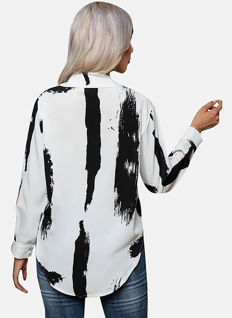 YUNIQEE White Printed Slim Fit Shirt