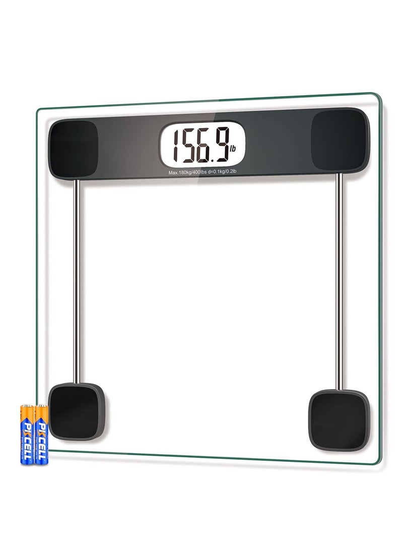 Digital Bathroom Scale for Body Weight, Accurate Weighing Scale High Precision Bath Scale for People with Step-On Technology, LCD Display, 400lbs, Batteries and Tape Measure Included - Image 1