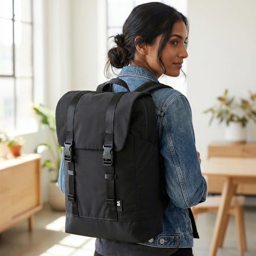 DailyObjects Taiga Backpack (19L) Ultra Light Office/Travel Laptop Backpack (19L) for Men & Women with 15inch Compartment, Water-Repellent, MultiPocket, Bottle Holders with Trolley Strap- Basalt Black - Image 4