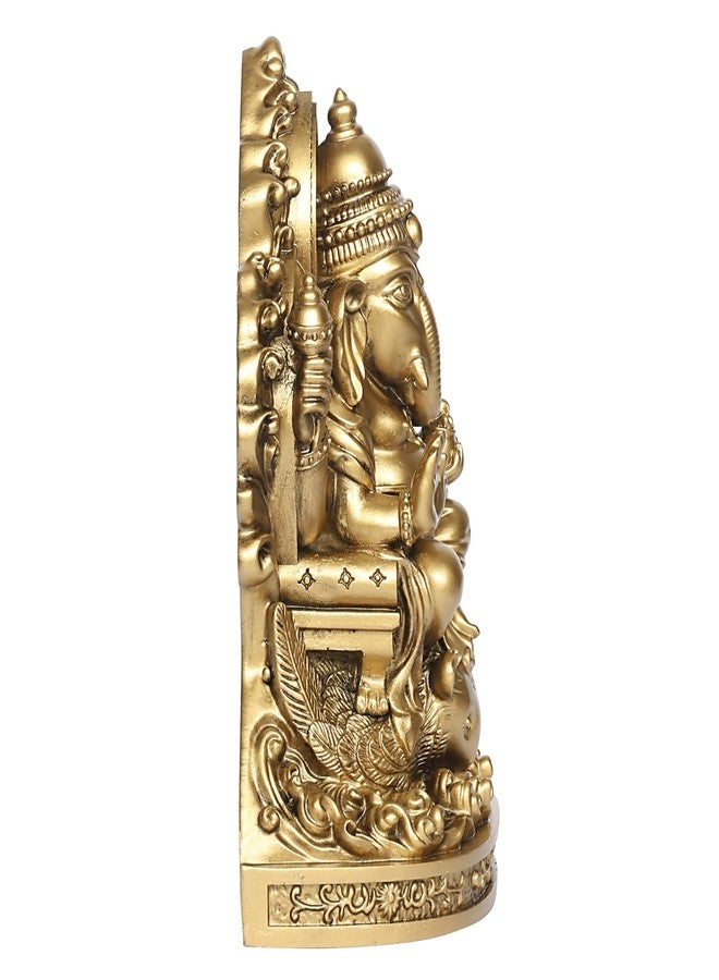 ARTVARKO Ganesh Bhagwan Idol Ganpati Cold Cast Resin Ganesha Statue Murti Statue for Home Office Entrance Decor Diwali Gift (Height 17 cm Gold) - Image 5