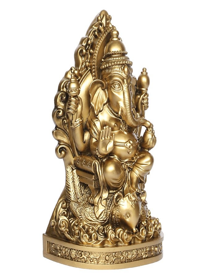 ARTVARKO Ganesh Bhagwan Idol Ganpati Cold Cast Resin Ganesha Statue Murti Statue for Home Office Entrance Decor Diwali Gift (Height 17 cm Gold) - Image 3