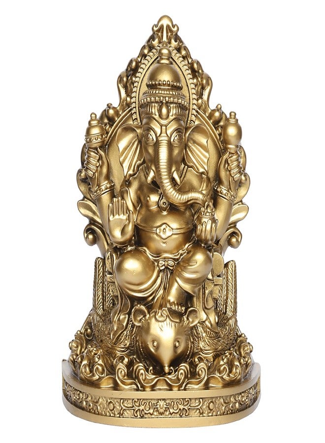 ARTVARKO Ganesh Bhagwan Idol Ganpati Cold Cast Resin Ganesha Statue Murti Statue for Home Office Entrance Decor Diwali Gift (Height 17 cm Gold) - Image 1
