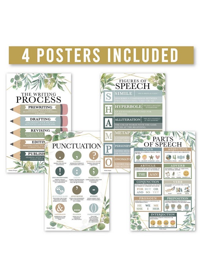 Hadley Designs Hadley Designs 4 Greenery Grammar Posters for Language Arts - ELA Posters Classroom, Parts of Speech Posters for Elementary, Punctuation Posters for Classroom  - Image 4