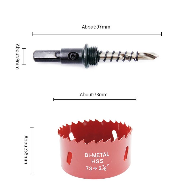 Laiwei 2.87 inch Hole Saw, bi-Metal Hole Cutter. for Drilling Wood, Aluminium Profiles, PVC, plasterboard, etc. Round Knife Calibre 2-7/8"(73mm) - Image 2