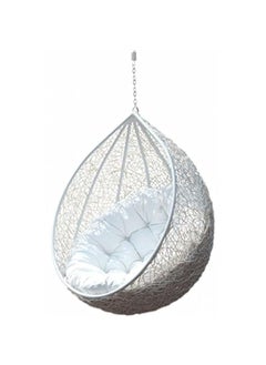 OUTAREA OUTAREA Single Seater Swing Chair Without Stand Cushion Outdoor Indoor Balcony Garden PatioPowder Coated FrameUV Protected WickerPremium CushionWhite 