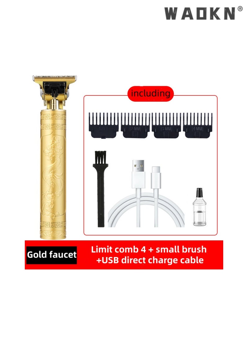 WAOKN Smart Electric Shaver Rechargeable Detachable Washable Shaver Beard Trimmer for Men -Men's Grooming Tool for Beard, Face, Nose, and Ear Hair Trimmer and Hair （Gold Dragon Pattern）  - Image 1