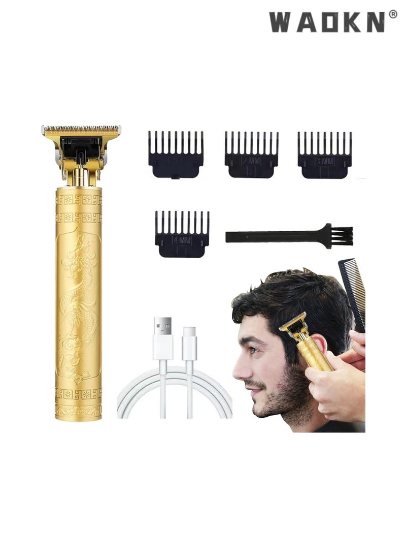 WAOKN Smart Electric Shaver Rechargeable Detachable Washable Shaver Beard Trimmer for Men -Men's Grooming Tool for Beard, Face, Nose, and Ear Hair Trimmer and Hair （Gold Dragon Pattern）  - Image 5