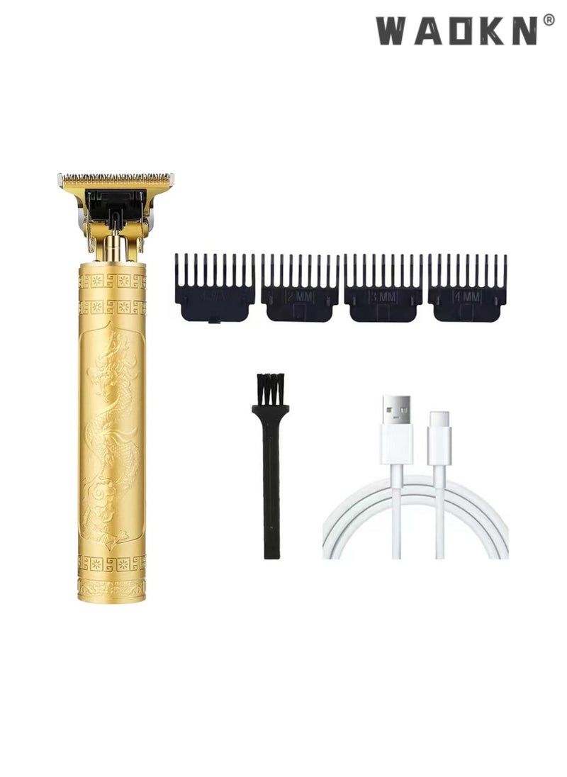 WAOKN Smart Electric Shaver Rechargeable Detachable Washable Shaver Beard Trimmer for Men -Men's Grooming Tool for Beard, Face, Nose, and Ear Hair Trimmer and Hair （Gold Dragon Pattern）  - Image 3