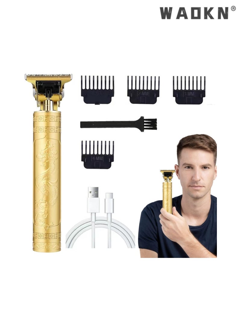 WAOKN Smart Electric Shaver Rechargeable Detachable Washable Shaver Beard Trimmer for Men -Men's Grooming Tool for Beard, Face, Nose, and Ear Hair Trimmer and Hair （Gold Dragon Pattern）  - Image 4