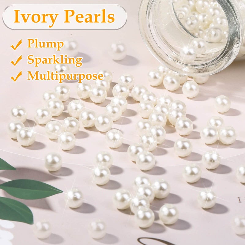 anezus Pearl Beads for Craft, Anezus 500pcs Ivory Faux Fake Pearls, 10 MM Small Sew on Pearl Beads with Holes for Jewelry Making, Bracelets, Necklaces, Hairs, Crafts, Decoration and Vase Filler - Image 5