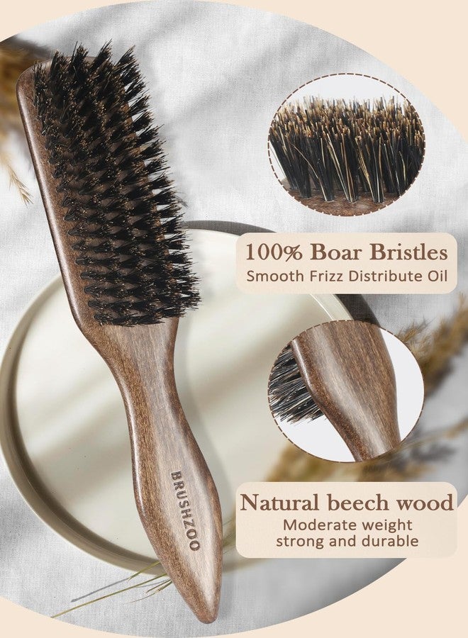 O BRUSHZOO BRUSHZOO Hair Brush, Boar Bristle Hair Brushes for Women Men Kids Detangling, Natural Hairbrush for Thin Fine Short Hair Add Shine Improve Texture Reduce Frizz - Image 2