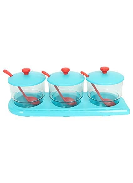 SHREEJIIH - SHREEJIIH 3 in 1 Pickle Spice Jar Set for Dining Table/Kitchen | Multipurpose Festival Stand Spice Container Masala Rack Mukhwas Container Condiment Set Pickle Jar - Image 1